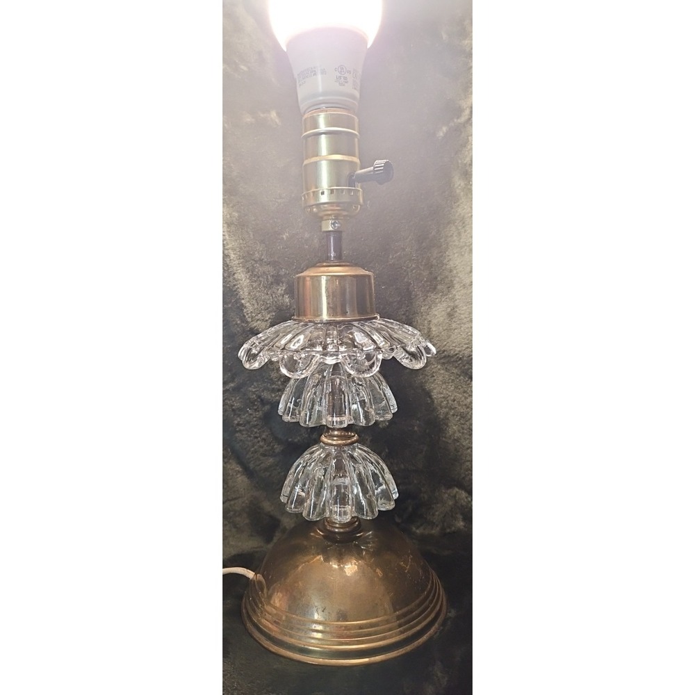 Vintage 3 tier Glass/ And Brass Working Lamp